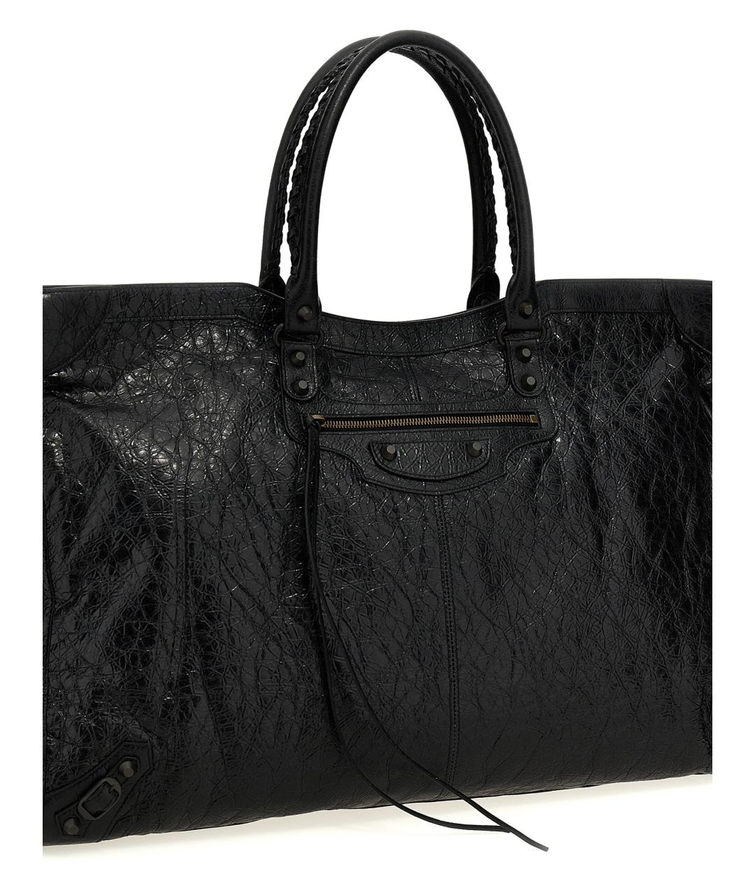BALENCIAGA Черная кожаная дорожная/спортивная сумка, фото 3