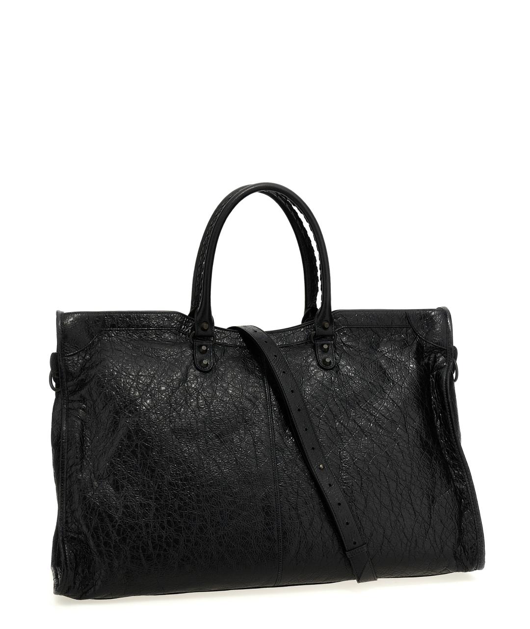 BALENCIAGA Черная кожаная дорожная/спортивная сумка, фото 2