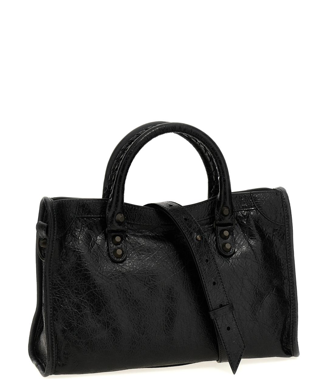 BALENCIAGA Черная кожаная сумка тоут, фото 2