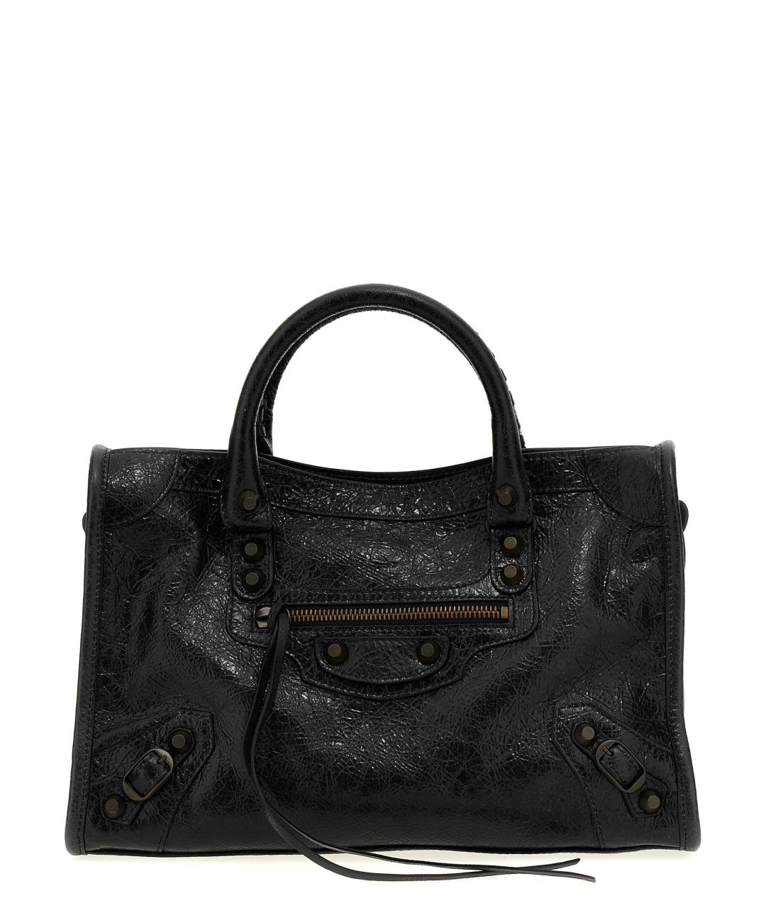 BALENCIAGA Черная кожаная сумка тоут, фото 1