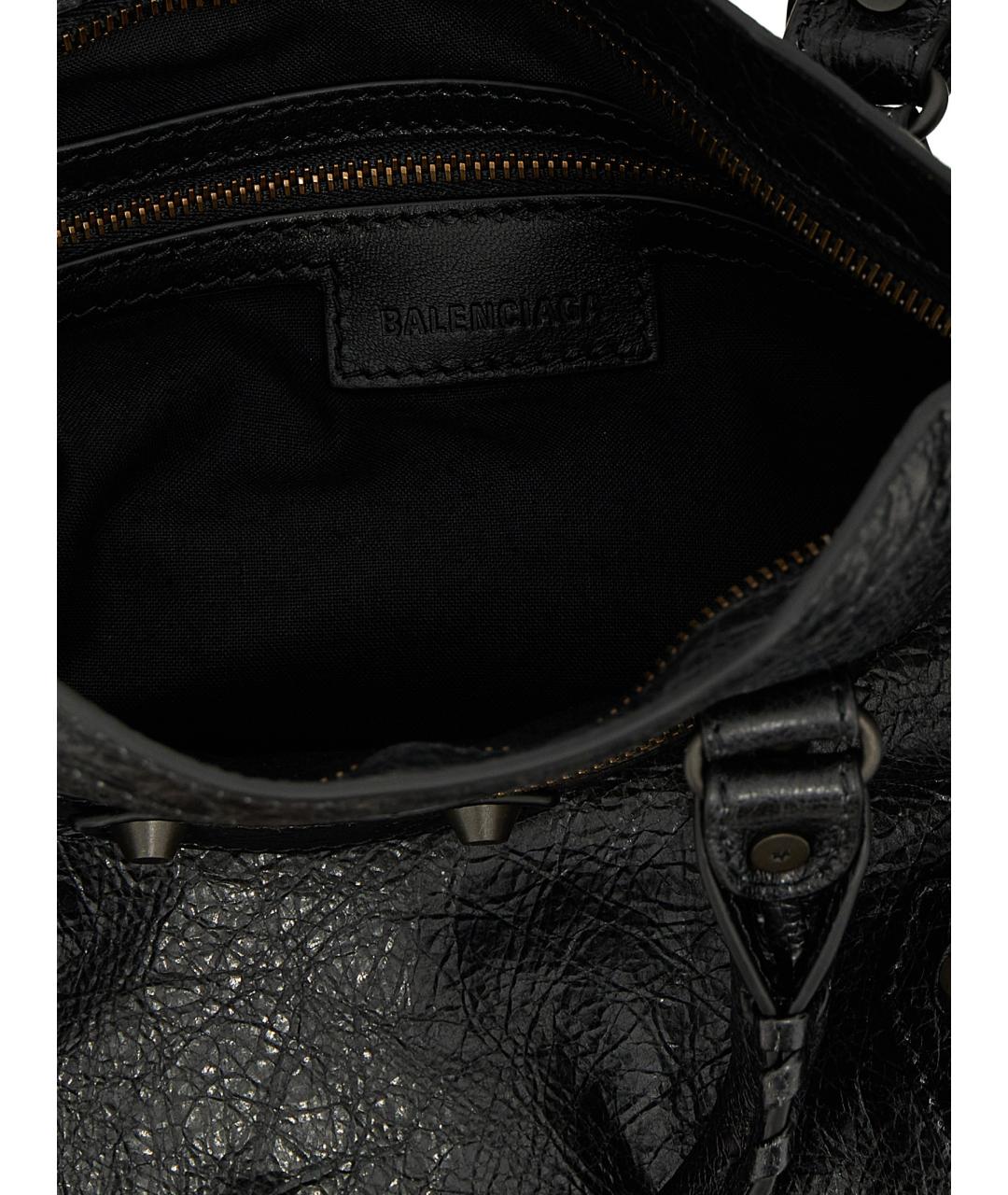 BALENCIAGA Черная кожаная сумка тоут, фото 4