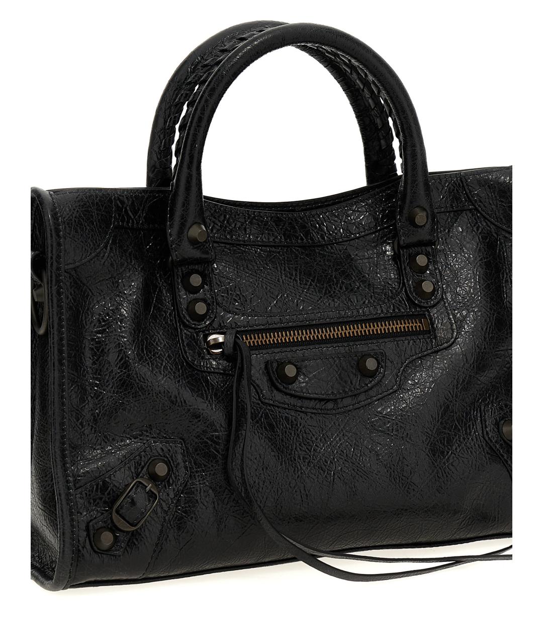 BALENCIAGA Черная кожаная сумка тоут, фото 3