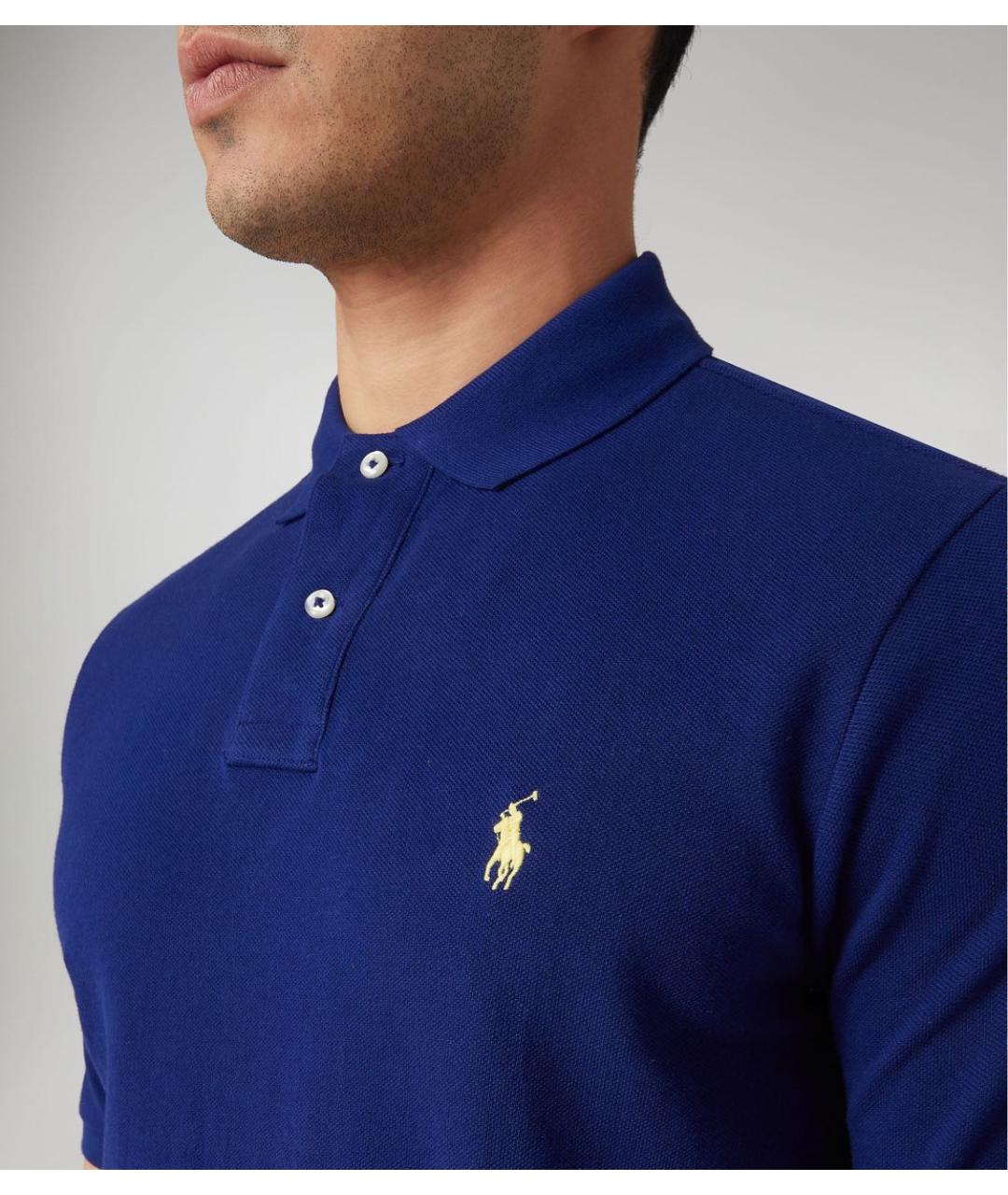 POLO RALPH LAUREN Синее хлопковое поло с коротким рукавом, фото 3