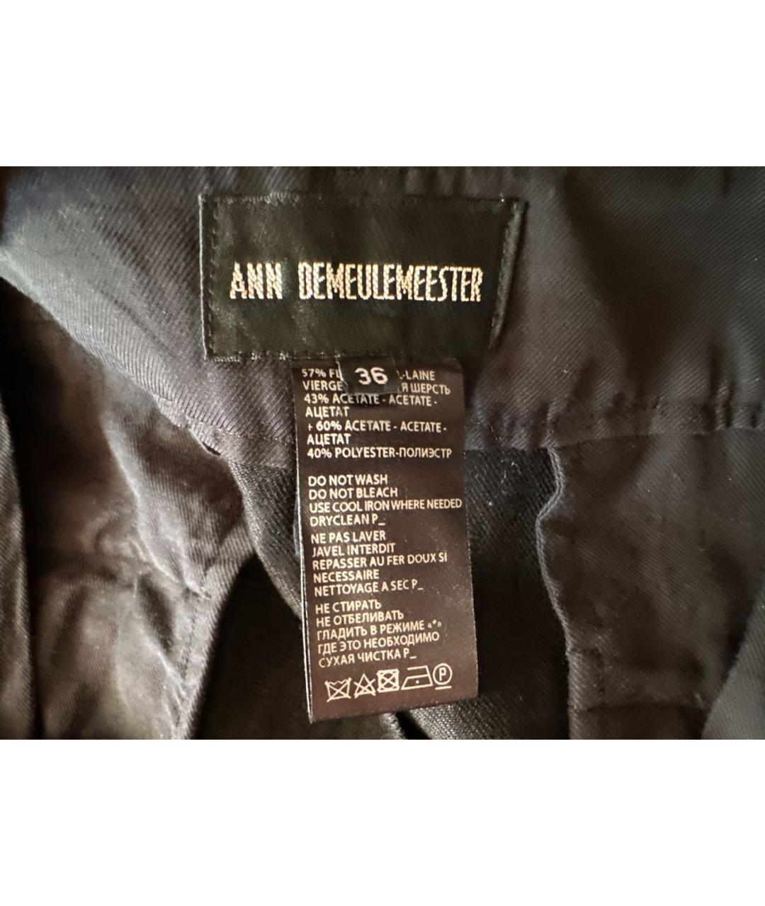 ANN DEMEULEMEESTER Черные шерстяные брюки широкие, фото 5