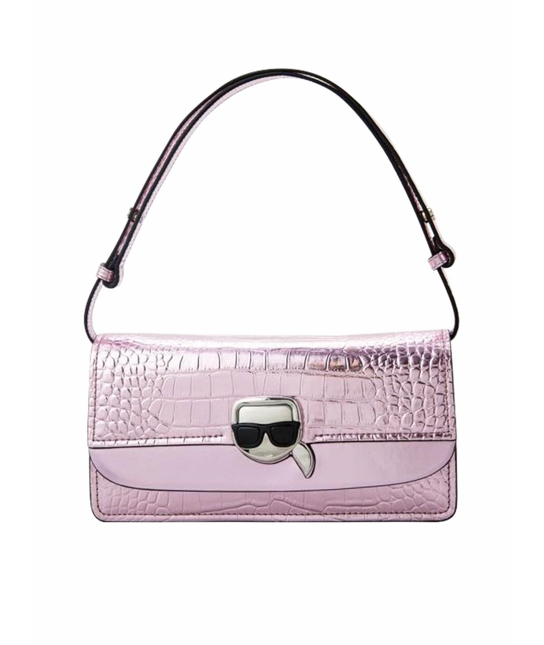 KARL LAGERFELD Розовая кожаная сумка через плечо, фото 1