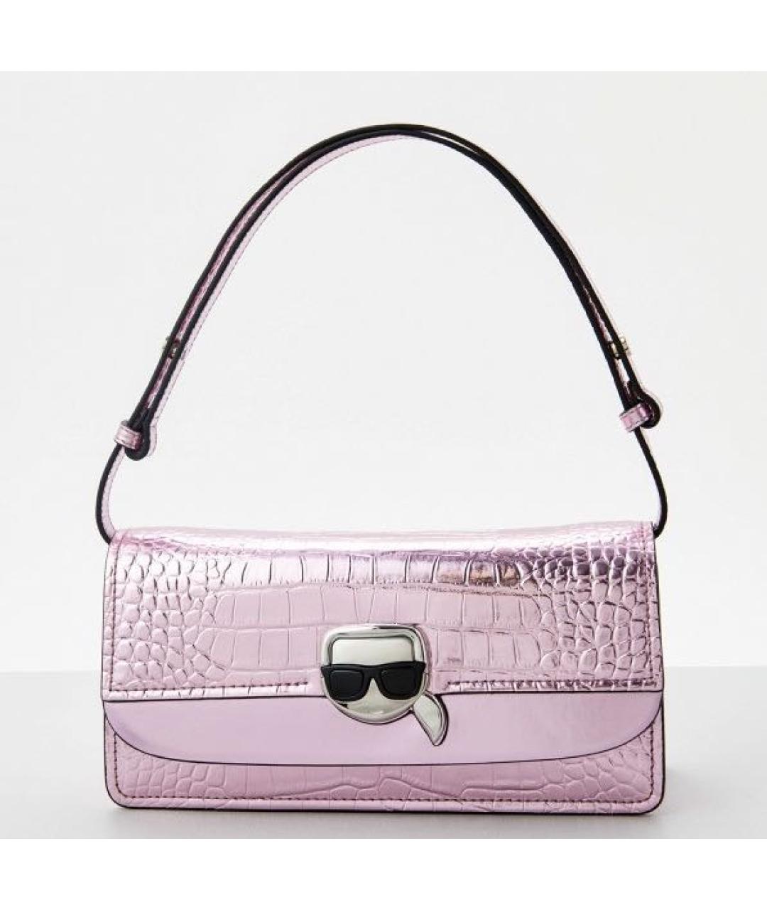 KARL LAGERFELD Розовая кожаная сумка через плечо, фото 5