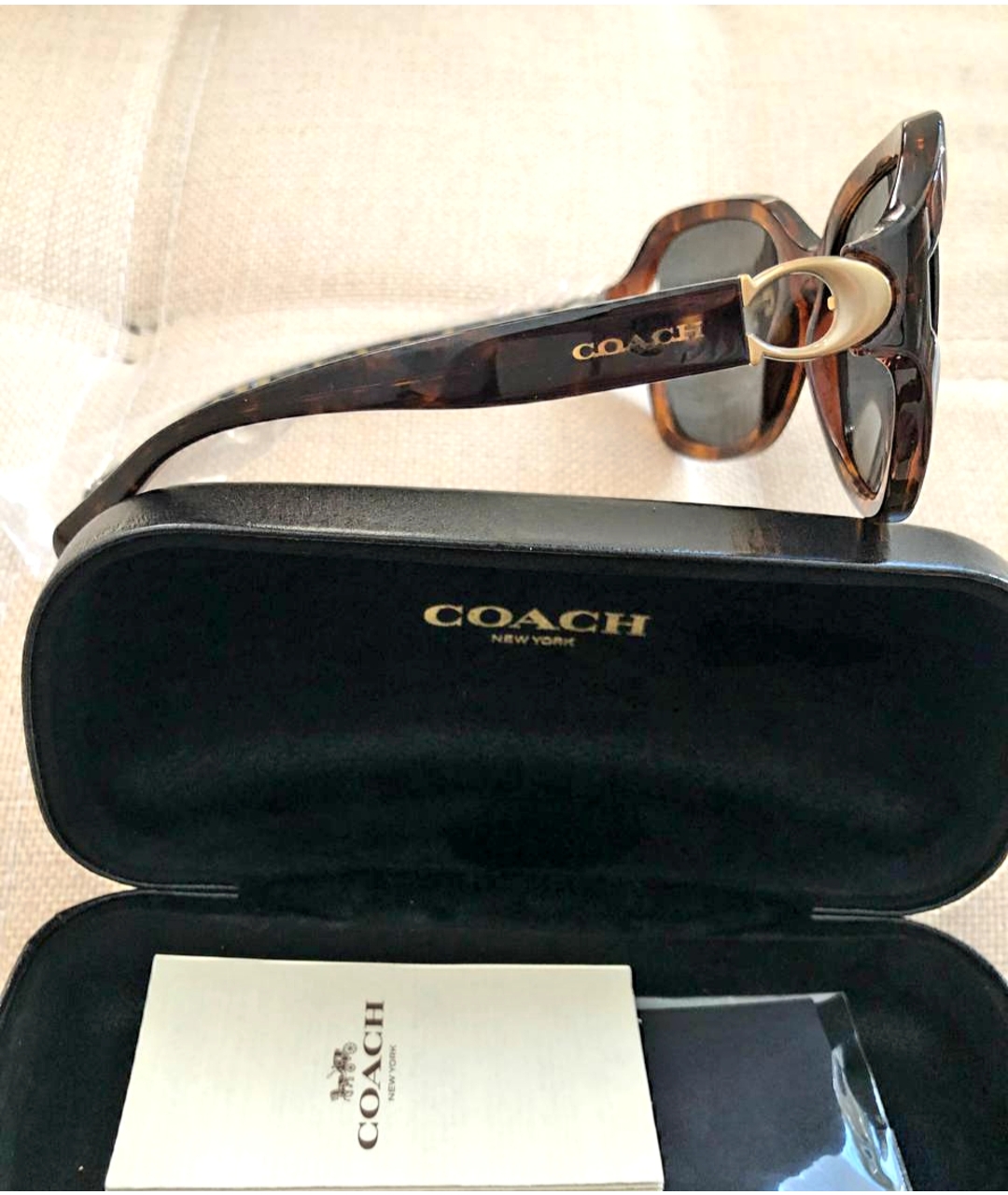 COACH Коричневые пластиковые солнцезащитные очки, фото 3
