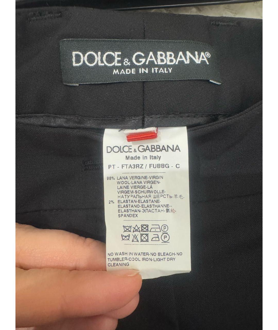 DOLCE&GABBANA Черные шерстяные прямые брюки, фото 5