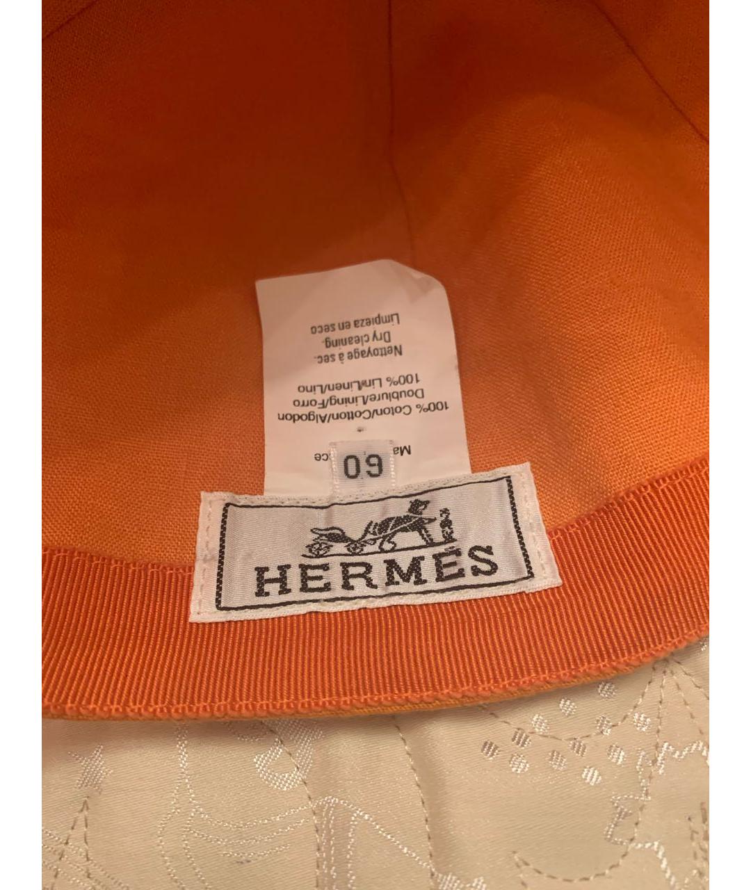 HERMES Оранжевая хлопковая кепка/бейсболка, фото 5