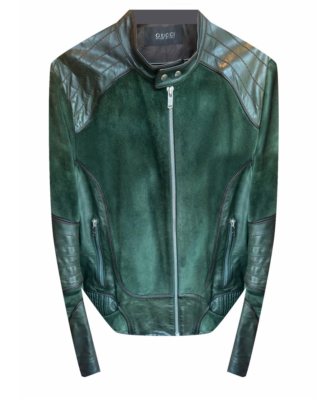 GUCCI Зеленая кожаная куртка, фото 1