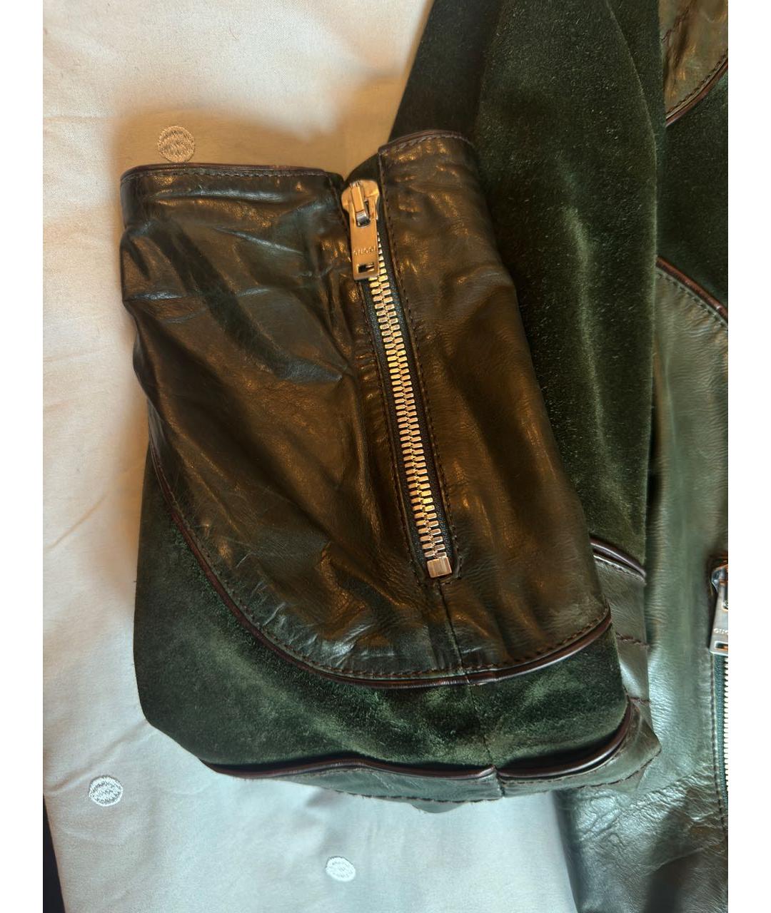 GUCCI Зеленая кожаная куртка, фото 5