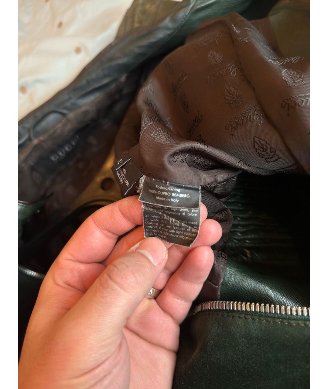 GUCCI Зеленая кожаная куртка, фото 7