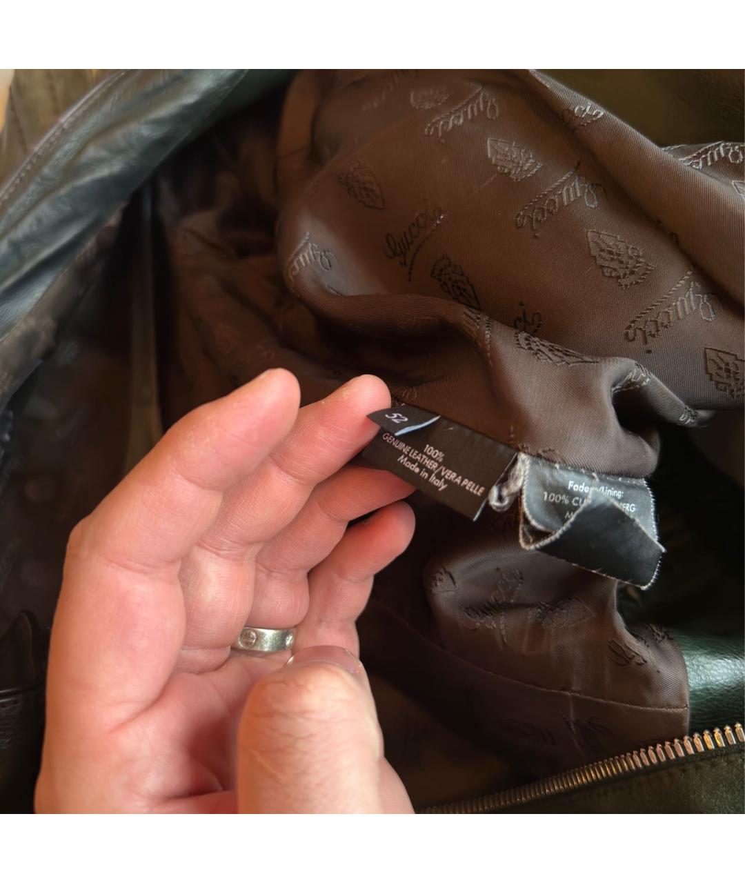 GUCCI Зеленая кожаная куртка, фото 8