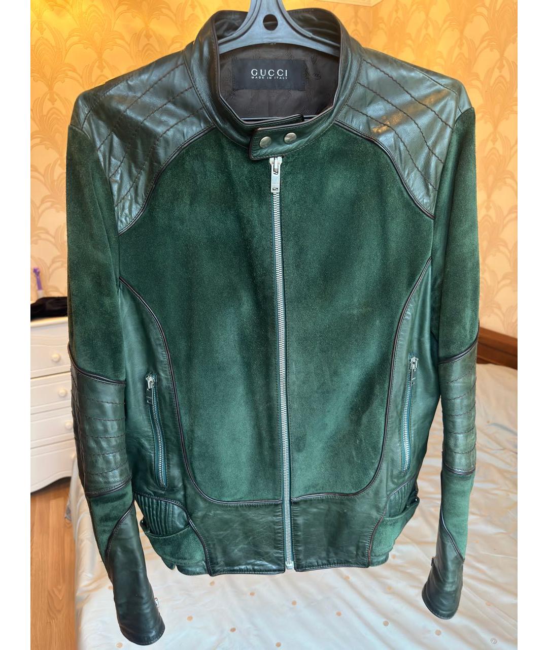 GUCCI Зеленая кожаная куртка, фото 9