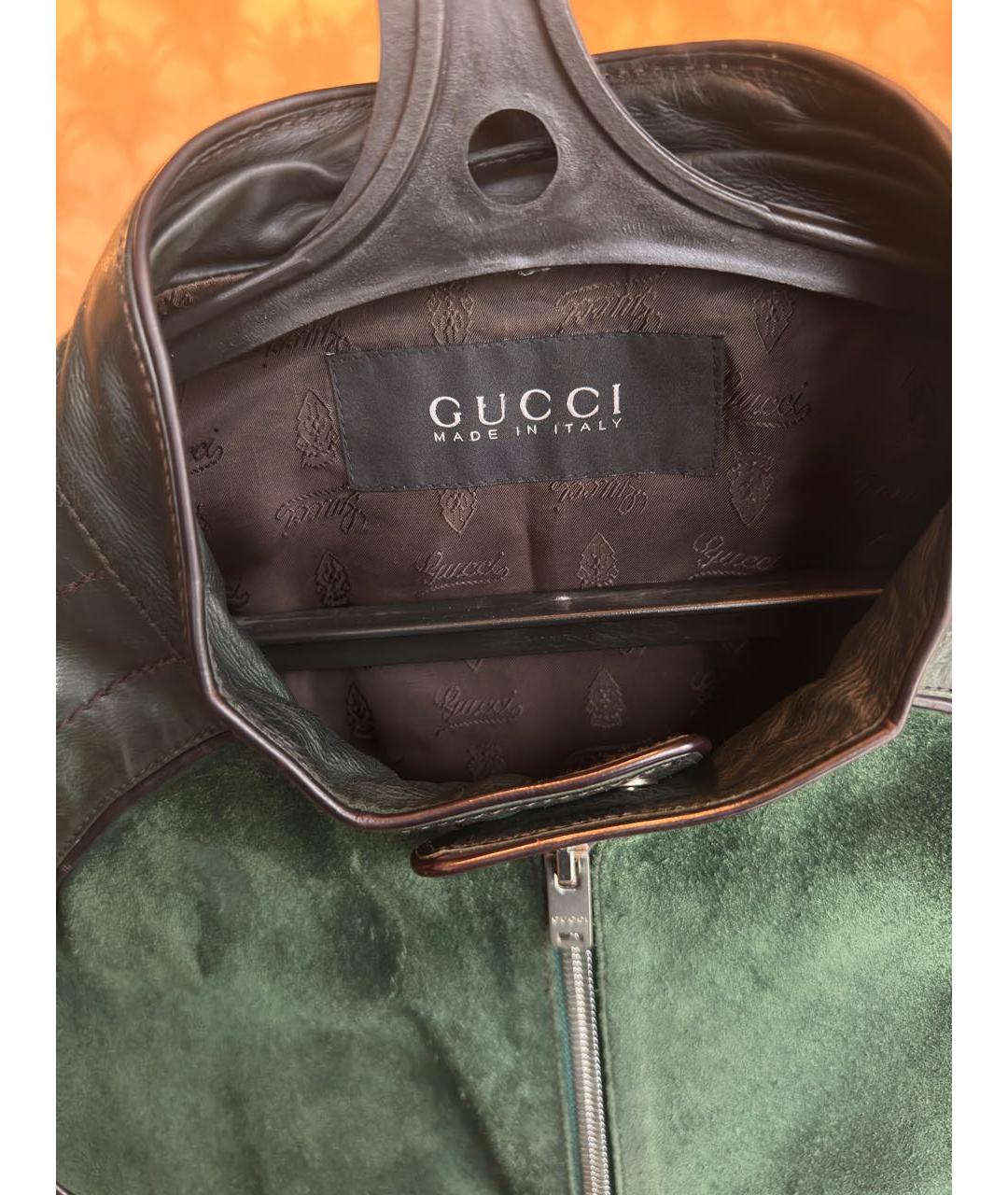 GUCCI Зеленая кожаная куртка, фото 3