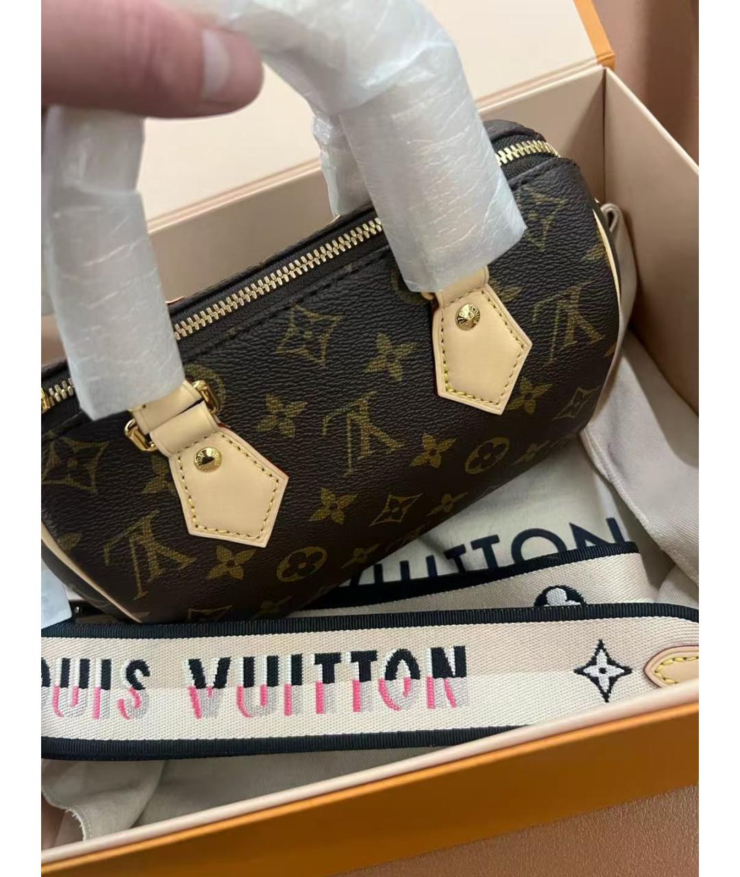 LOUIS VUITTON Коричневая кожаная сумка через плечо, фото 7