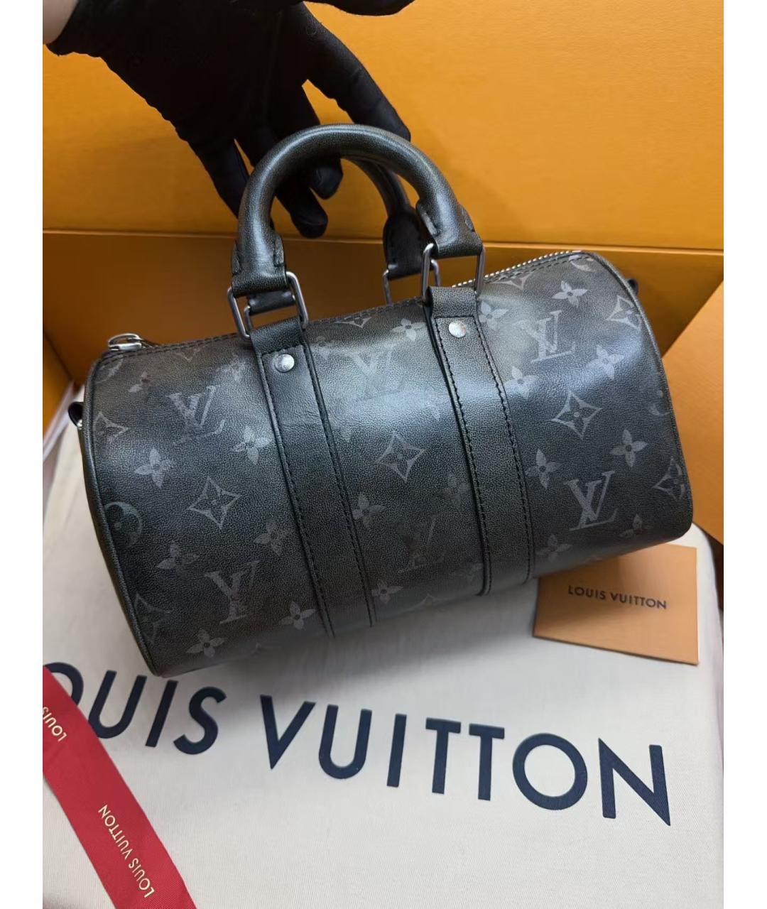 LOUIS VUITTON Черная кожаная сумка через плечо, фото 2