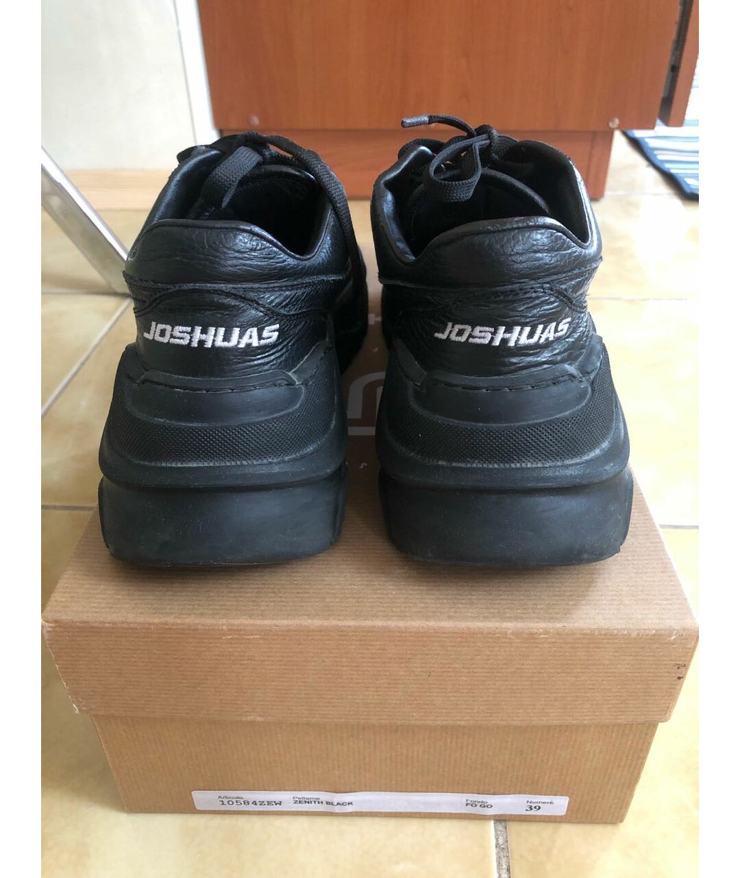 JOSHUA SANDERS Черные кожаные кроссовки, фото 4