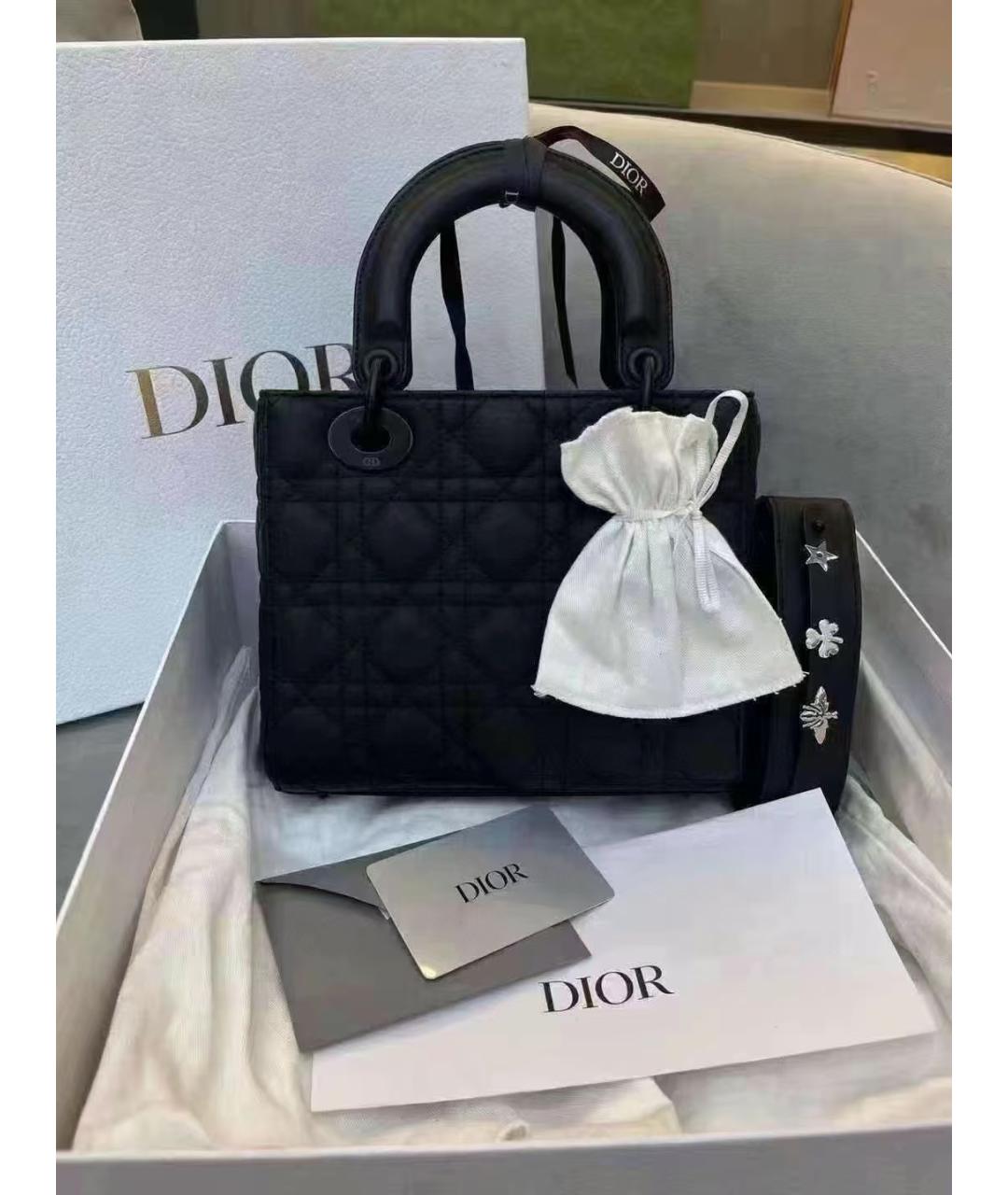 CHRISTIAN DIOR Черная кожаная сумка с короткими ручками, фото 2