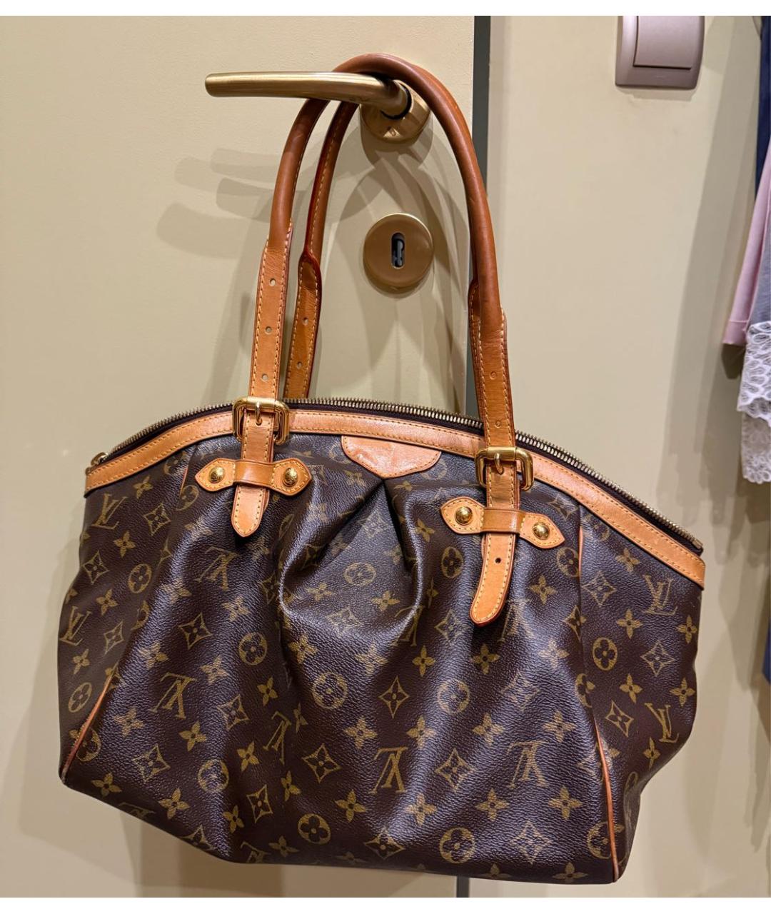 LOUIS VUITTON Коричневая кожаная сумка тоут, фото 3