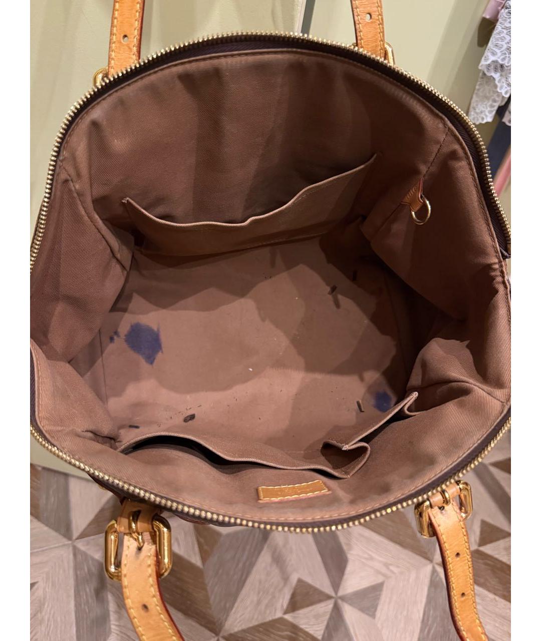 LOUIS VUITTON Коричневая кожаная сумка тоут, фото 4