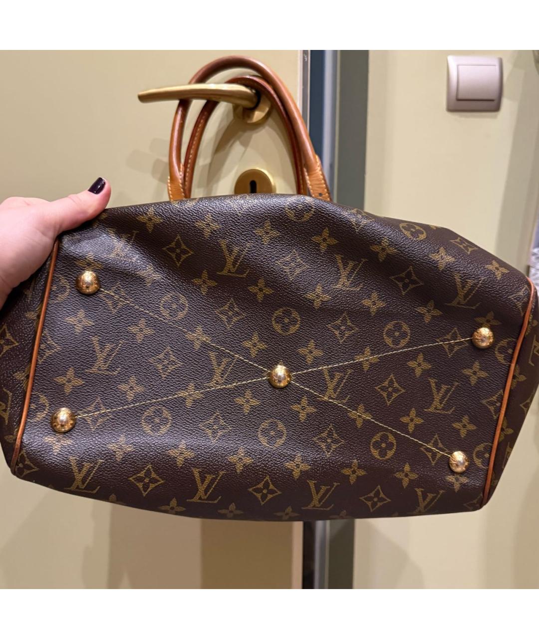 LOUIS VUITTON Коричневая кожаная сумка тоут, фото 7