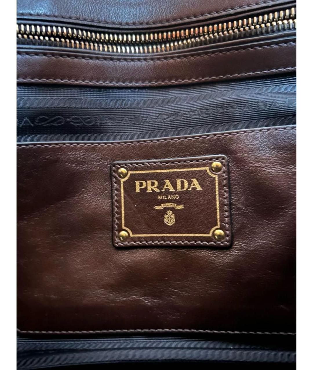 PRADA Коричневая кожаная сумка тоут, фото 5