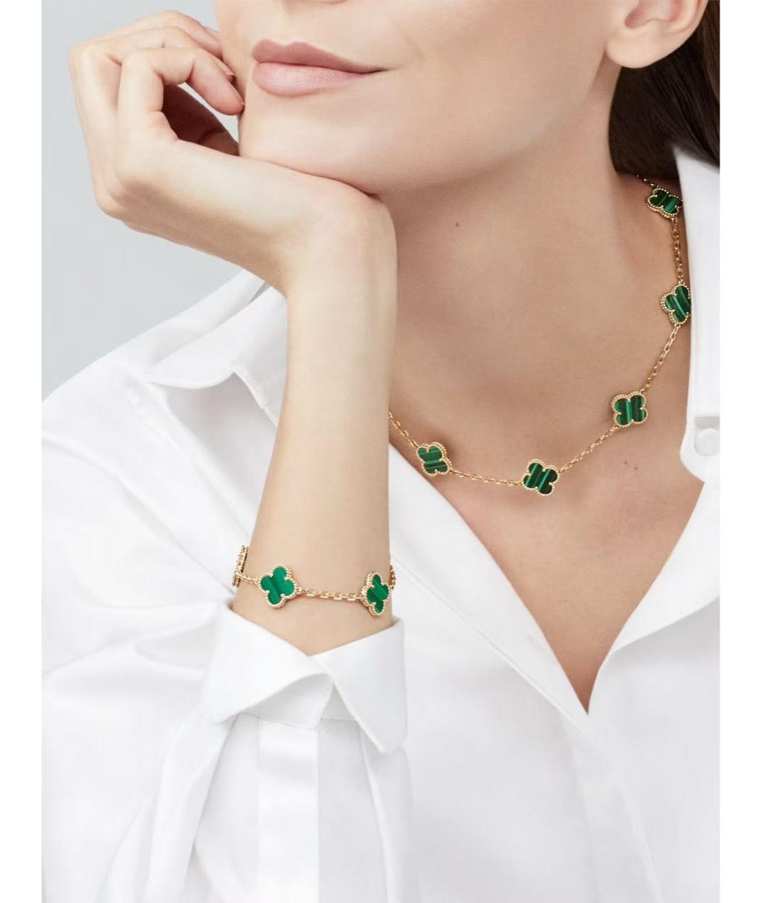 VAN CLEEF & ARPELS Зеленый браслет из желтого золота, фото 2