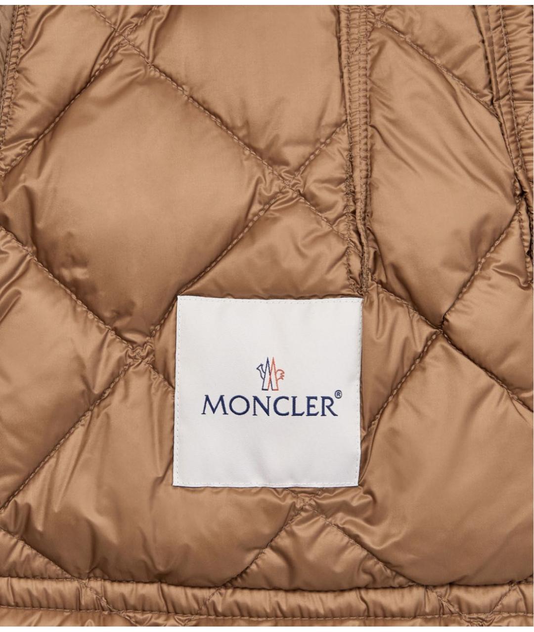 MONCLER Коричневый полиамидовый пуховик, фото 5