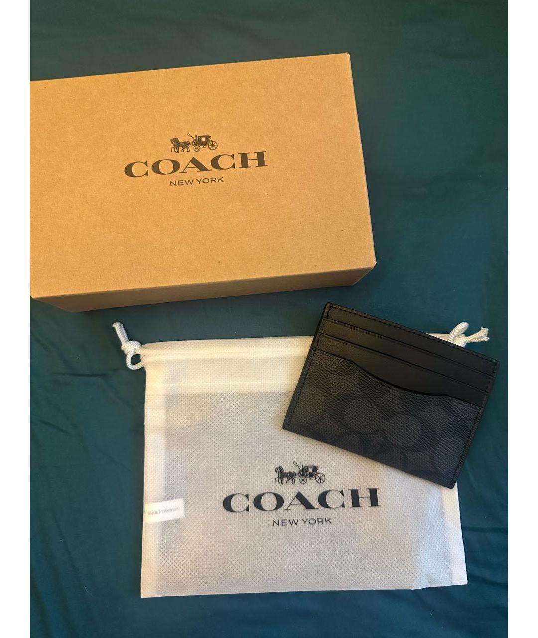 COACH Черный кардхолдер из искусственной кожи, фото 4