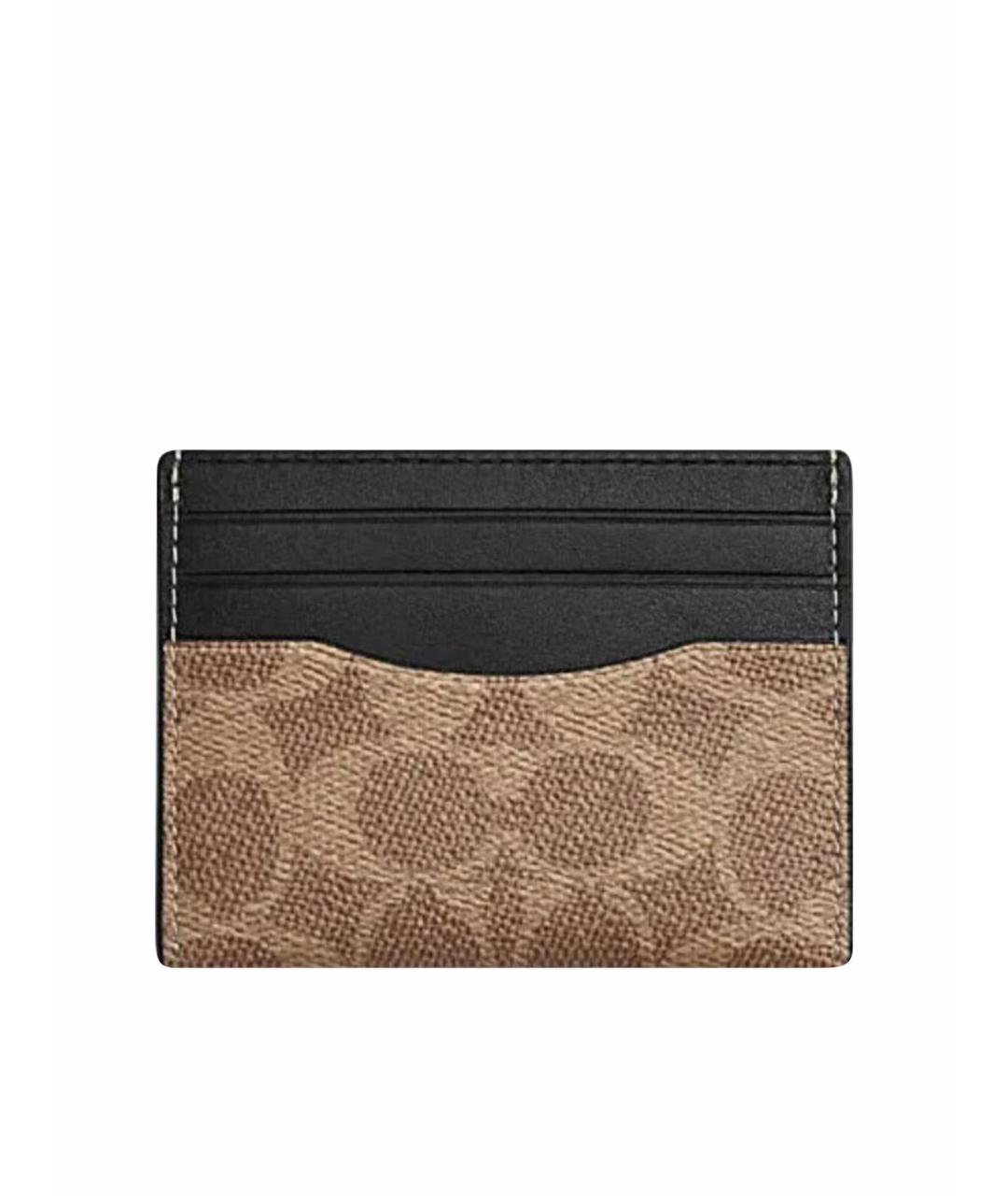 COACH Коричневый кардхолдер из искусственной кожи, фото 1