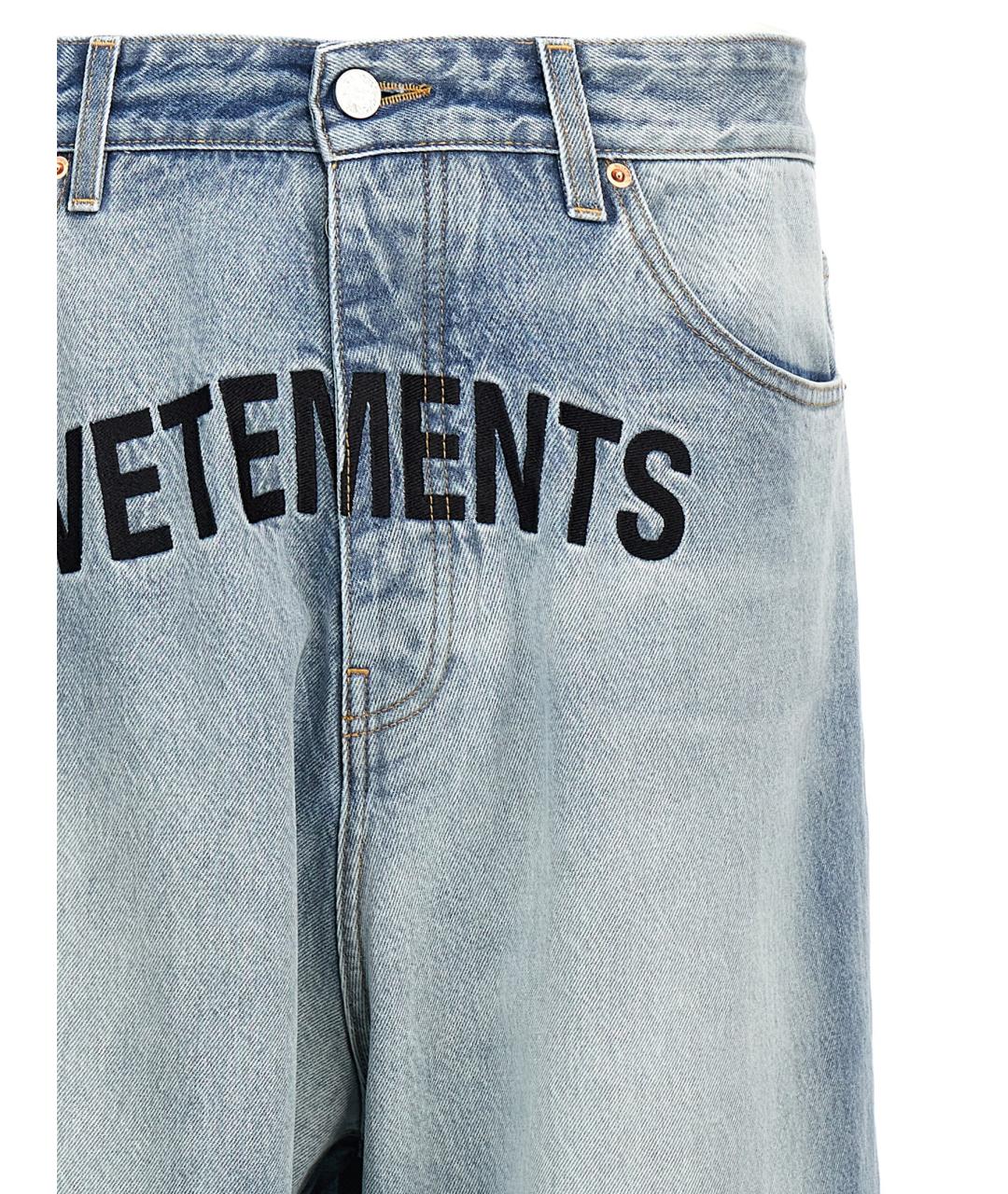 VETEMENTS Голубые хлопковые прямые джинсы, фото 3