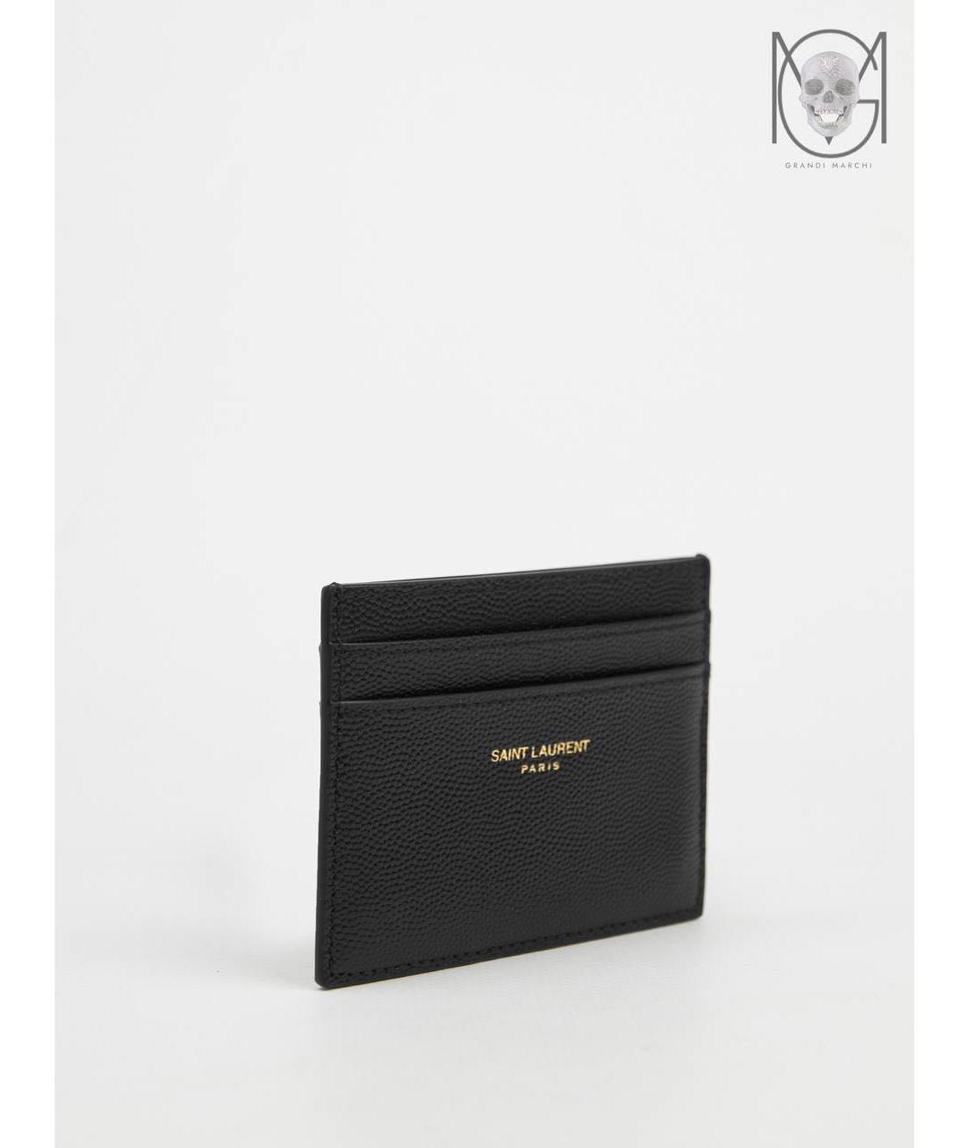 SAINT LAURENT Черный кожаный кардхолдер, фото 2