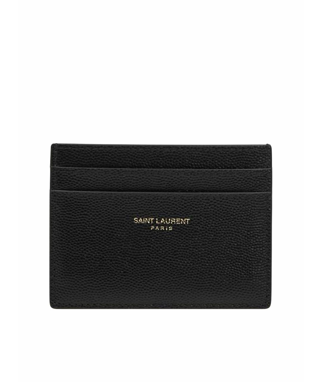 SAINT LAURENT Черный кожаный кардхолдер, фото 1