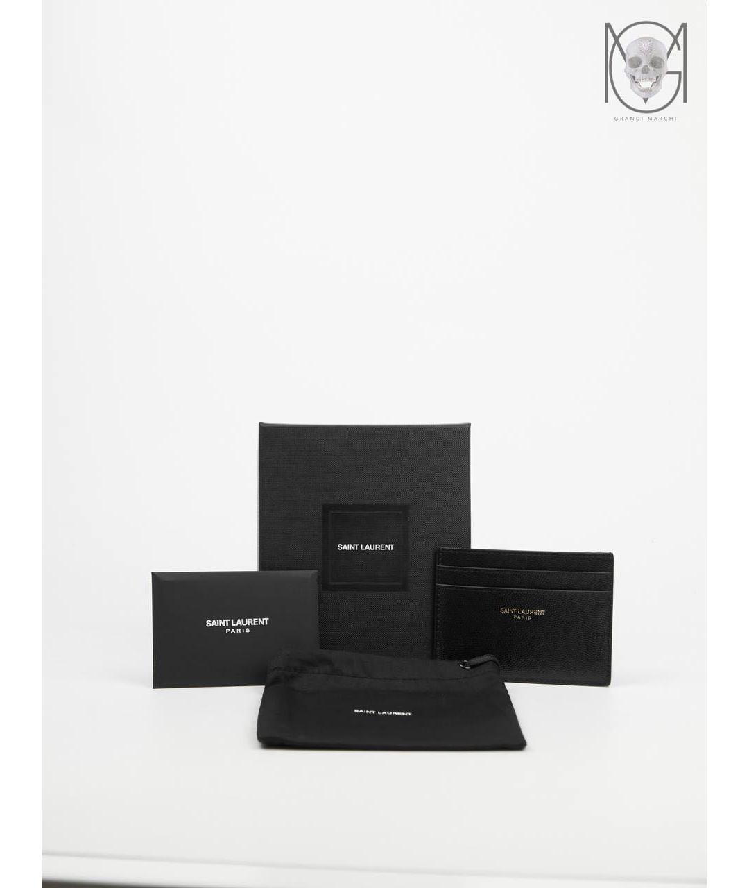 SAINT LAURENT Черный кожаный кардхолдер, фото 4