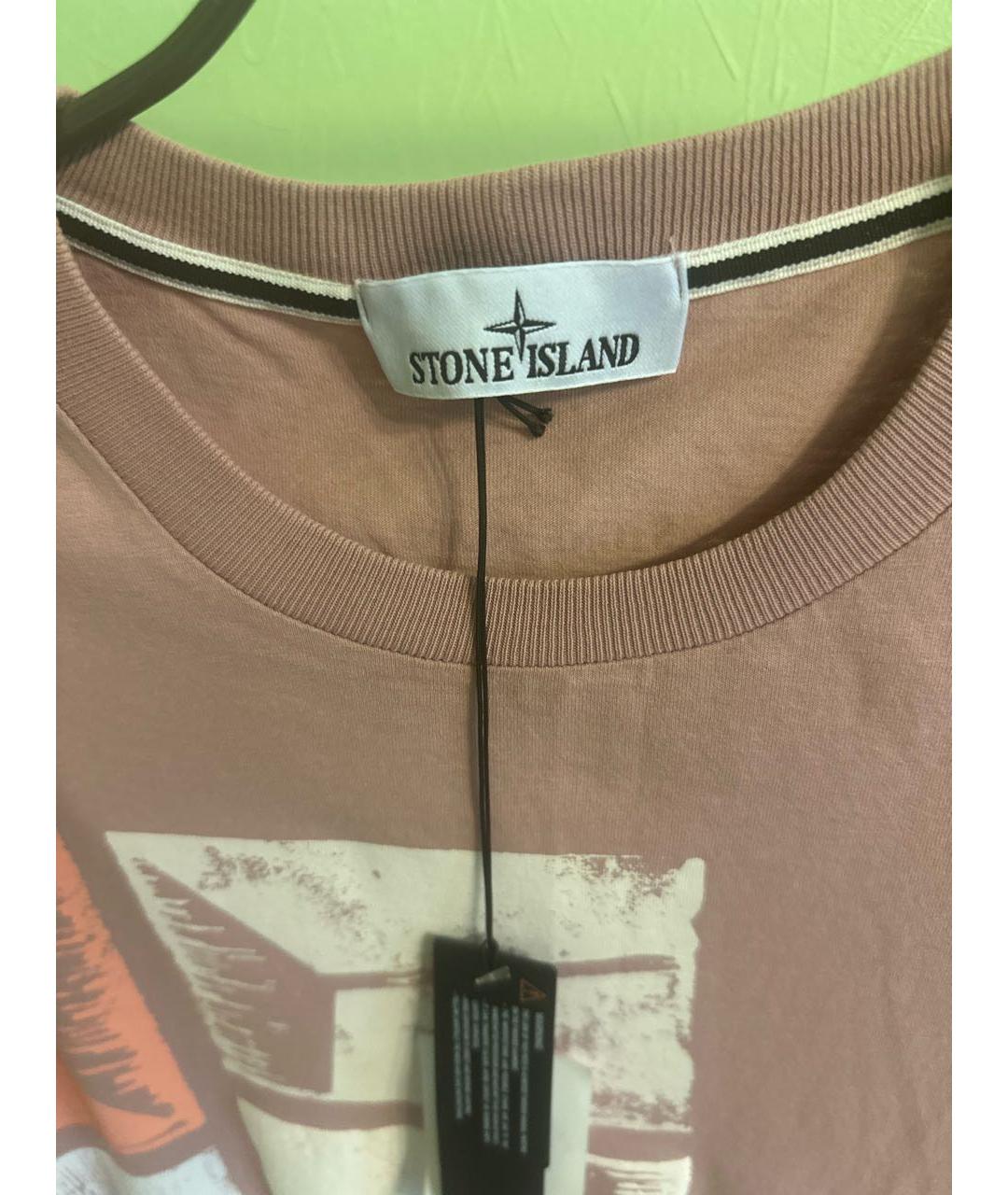 STONE ISLAND Розовая хлопковая футболка, фото 3