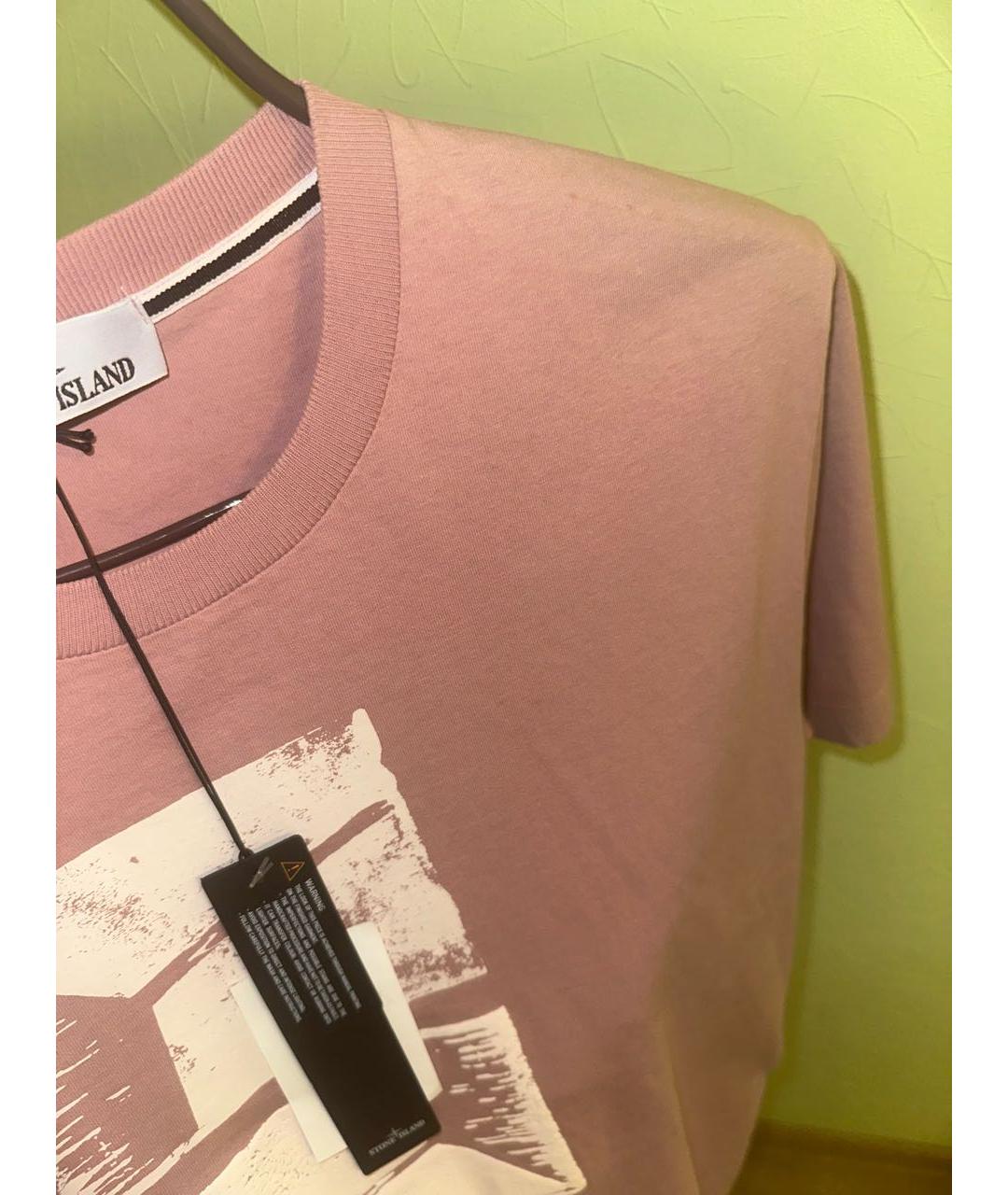 STONE ISLAND Розовая хлопковая футболка, фото 4