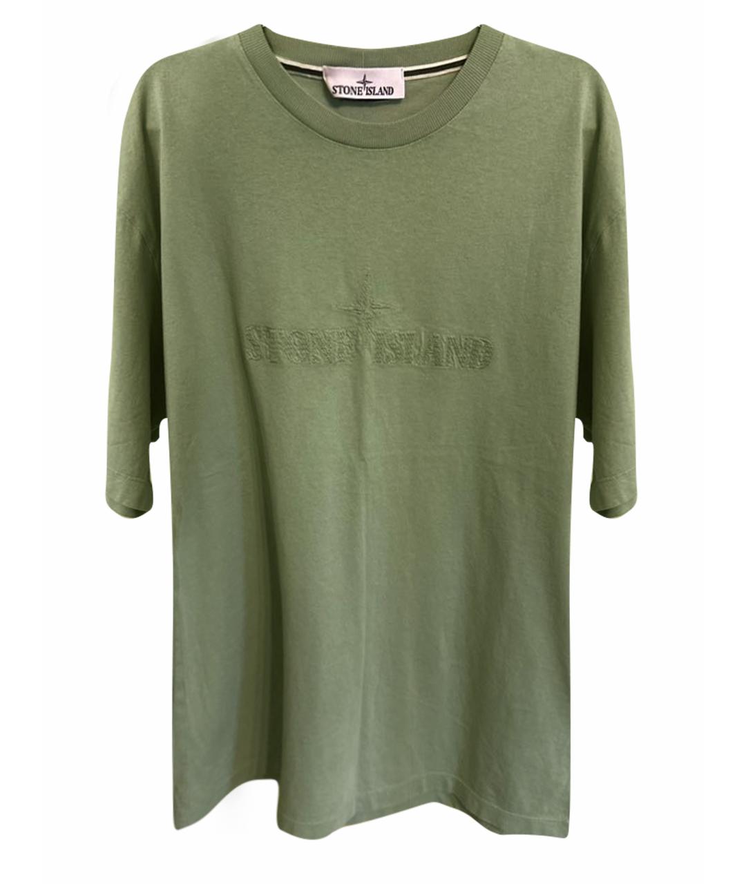 STONE ISLAND Зеленая хлопковая футболка, фото 1