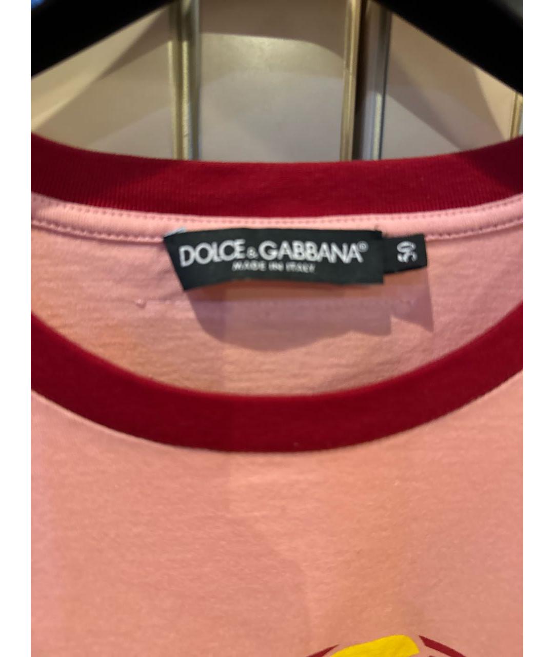 DOLCE&GABBANA Розовая хлопковая футболка, фото 3