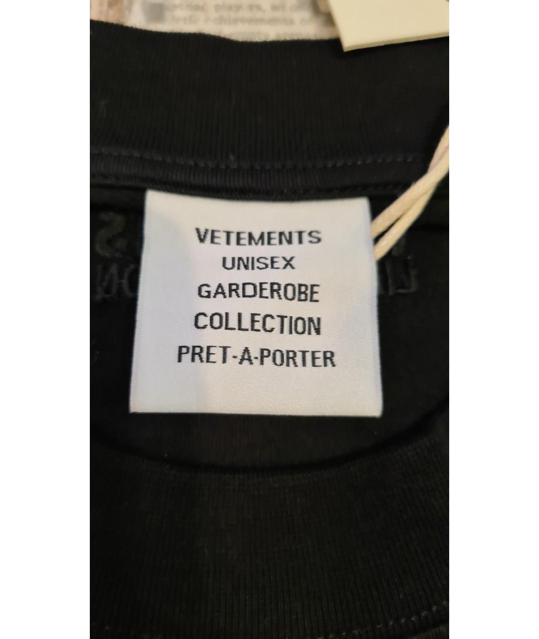 VETEMENTS Черная хлопковая футболка, фото 7