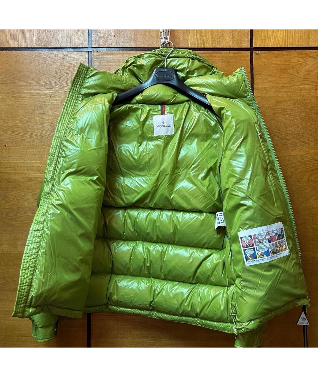 MONCLER Салатовый полиамидовый пуховик, фото 5