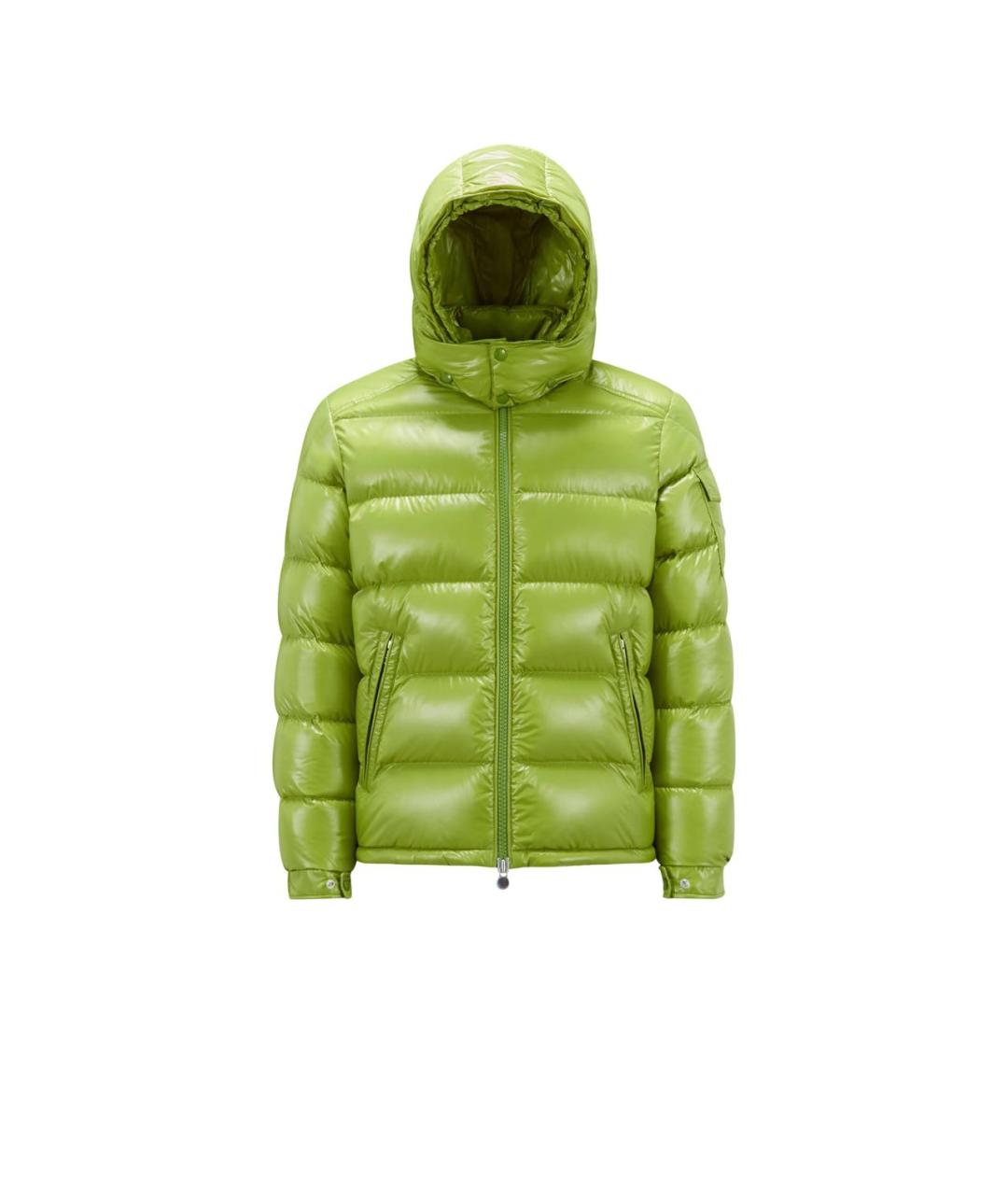 MONCLER Салатовый полиамидовый пуховик, фото 1