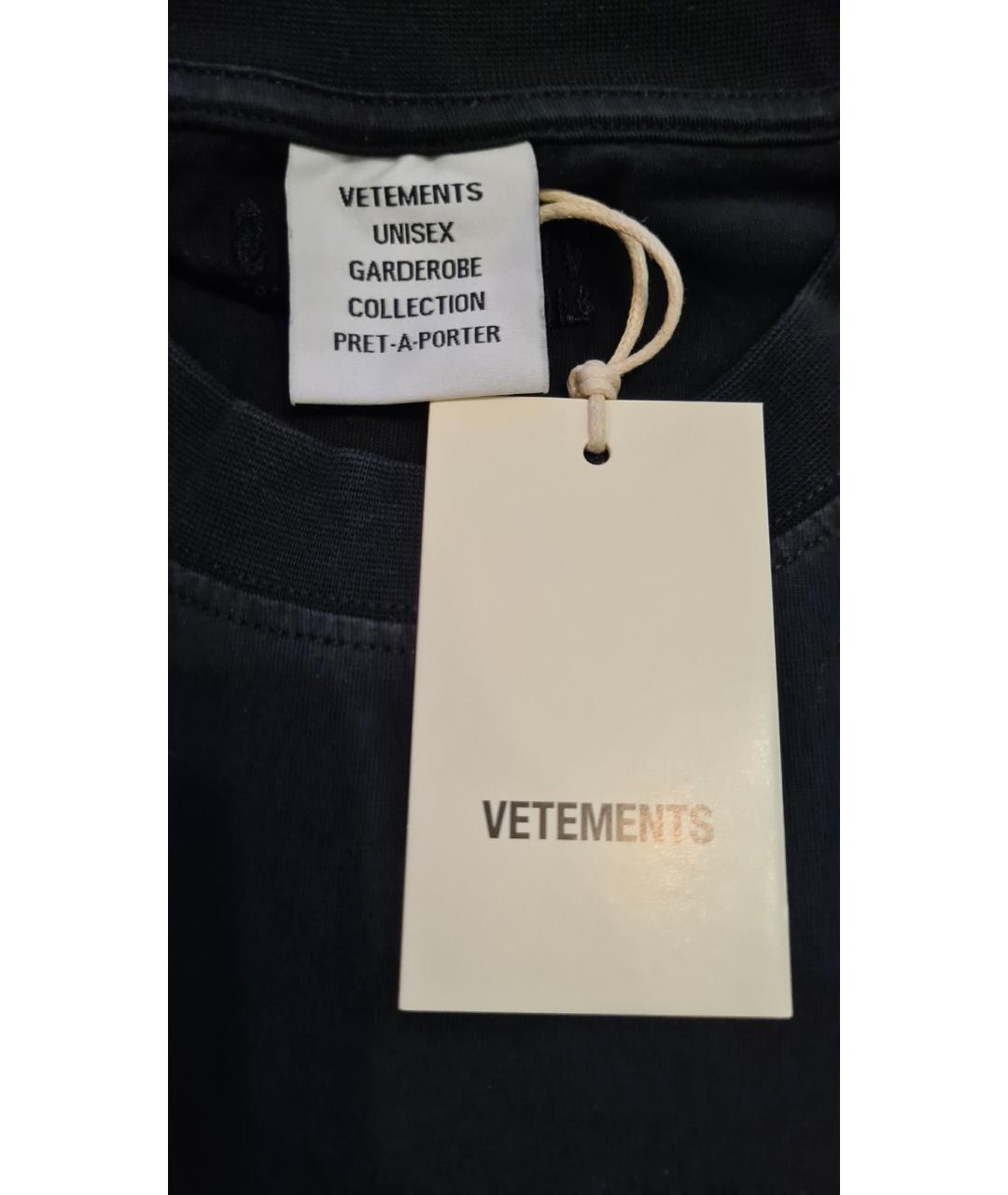 VETEMENTS Черная хлопковая футболка, фото 9