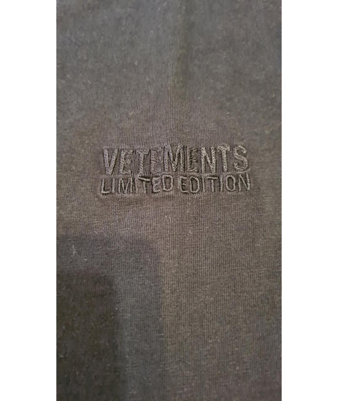 VETEMENTS Черная хлопковая футболка, фото 7