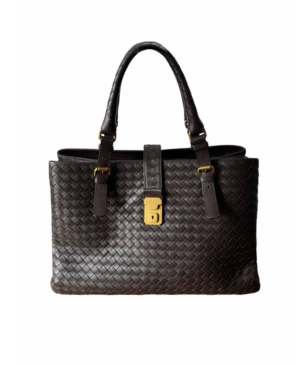 BOTTEGA VENETA Коричневая кожаная сумка с короткими ручками, фото 1