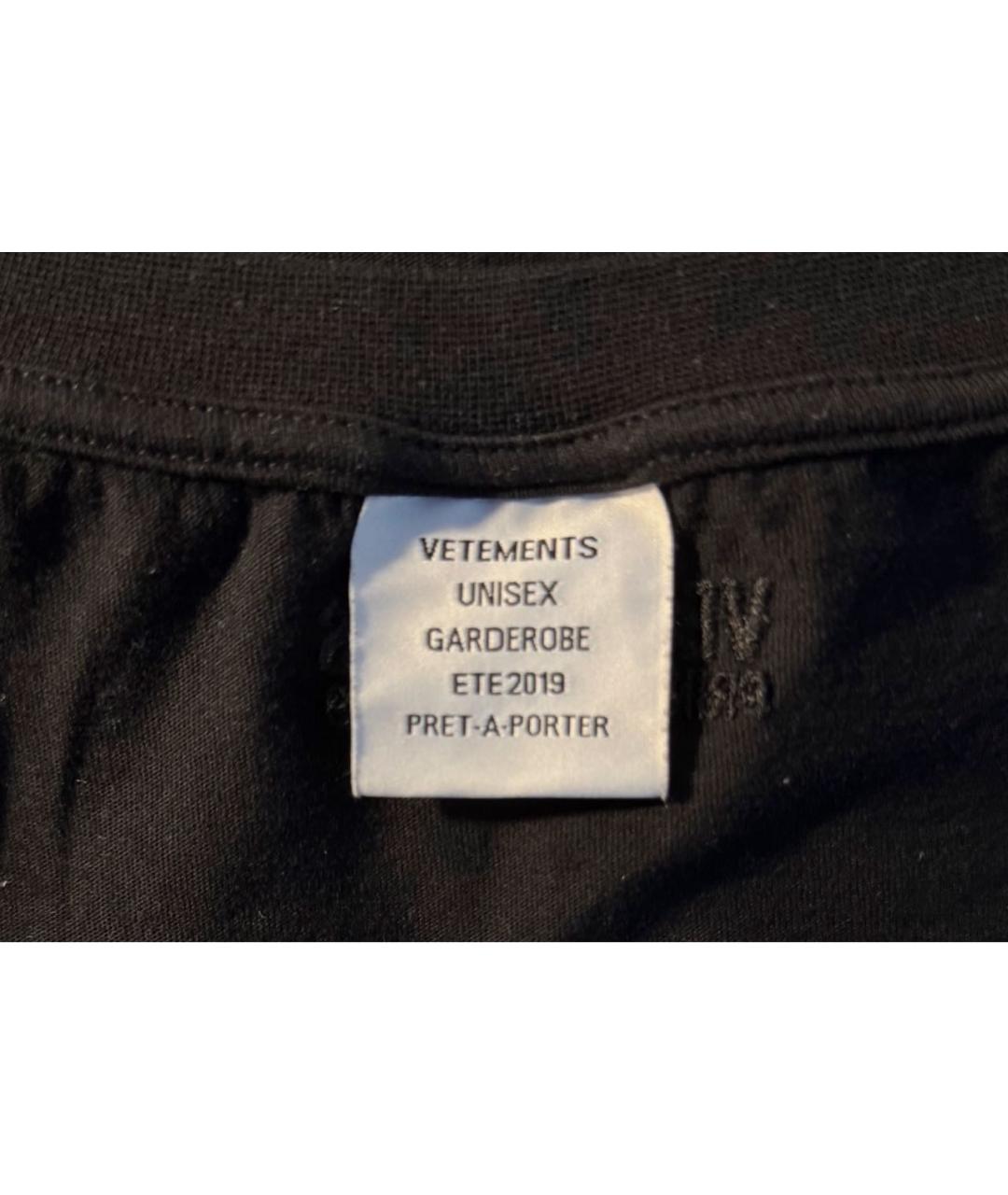 VETEMENTS Черная хлопковая футболка, фото 3