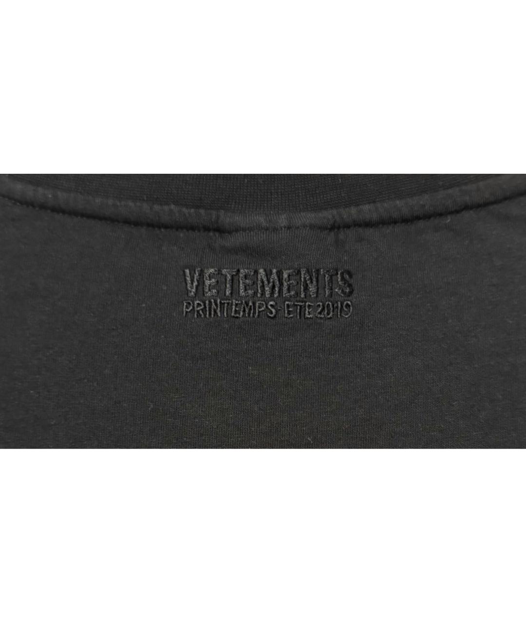 VETEMENTS Черная хлопковая футболка, фото 5