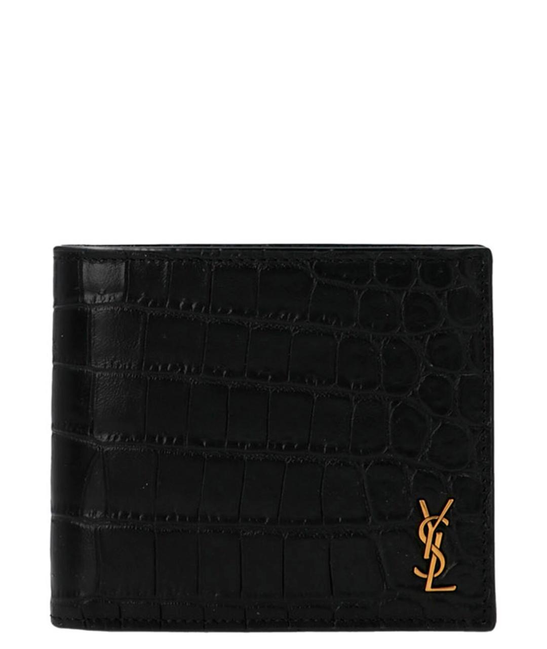 SAINT LAURENT Черный кожаный кошелек, фото 1