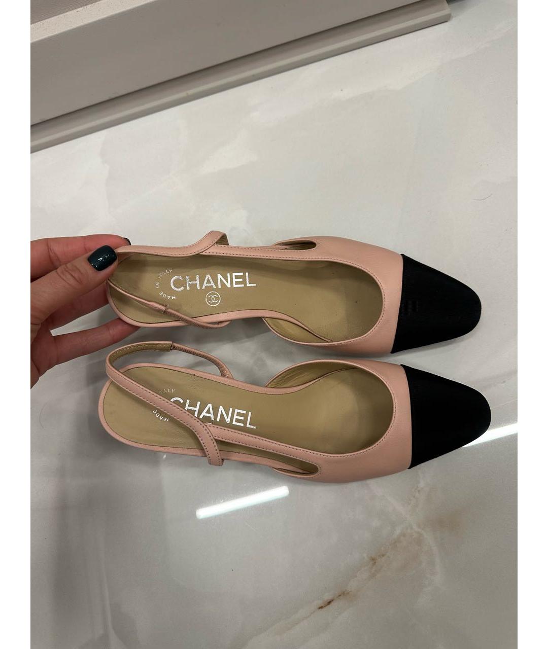 CHANEL Розовые кожаные туфли, фото 4