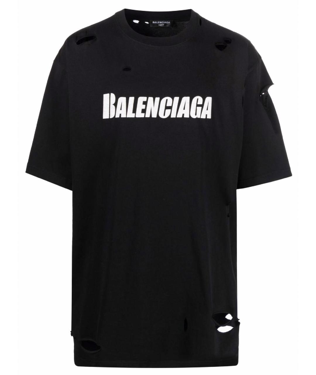 BALENCIAGA Черная хлопковая футболка, фото 1